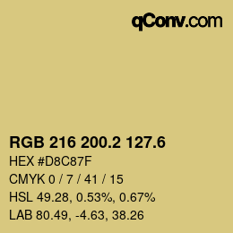 カラーコード: RGB 216 200.2 127.6 | qconv.com