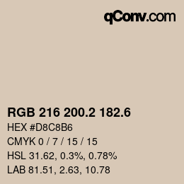 カラーコード: RGB 216 200.2 182.6 | qconv.com