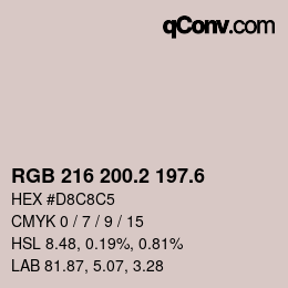 カラーコード: RGB 216 200.2 197.6 | qconv.com