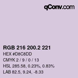 カラーコード: RGB 216 200.2 221 | qconv.com