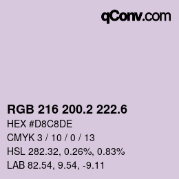 カラーコード: RGB 216 200.2 222.6 | qconv.com