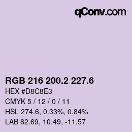 カラーコード: RGB 216 200.2 227.6 | qconv.com