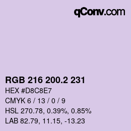 カラーコード: RGB 216 200.2 231 | qconv.com