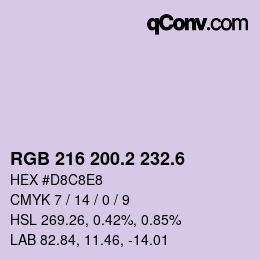 カラーコード: RGB 216 200.2 232.6 | qconv.com