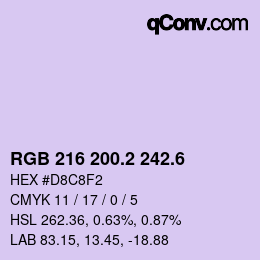 カラーコード: RGB 216 200.2 242.6 | qconv.com