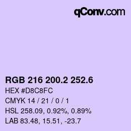 カラーコード: RGB 216 200.2 252.6 | qconv.com