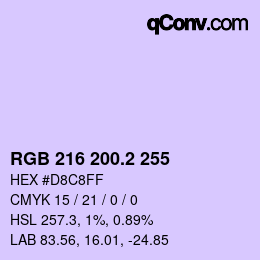 カラーコード: RGB 216 200.2 255 | qconv.com