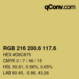 カラーコード: RGB 216 200.6 117.6 | qconv.com