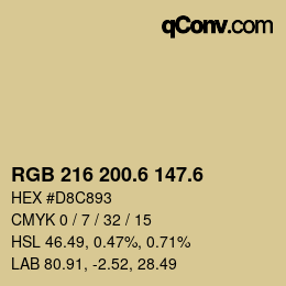 カラーコード: RGB 216 200.6 147.6 | qconv.com