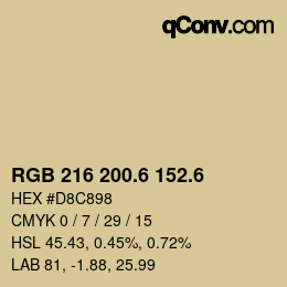 カラーコード: RGB 216 200.6 152.6 | qconv.com