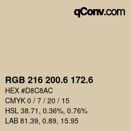 カラーコード: RGB 216 200.6 172.6 | qconv.com