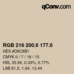 カラーコード: RGB 216 200.6 177.6 | qconv.com