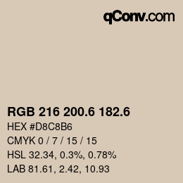 カラーコード: RGB 216 200.6 182.6 | qconv.com