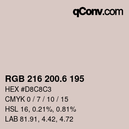 カラーコード: RGB 216 200.6 195 | qconv.com