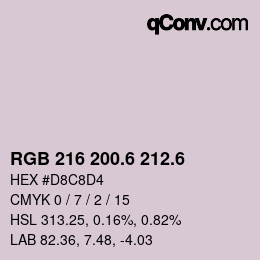 カラーコード: RGB 216 200.6 212.6 | qconv.com
