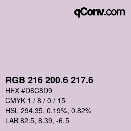 カラーコード: RGB 216 200.6 217.6 | qconv.com