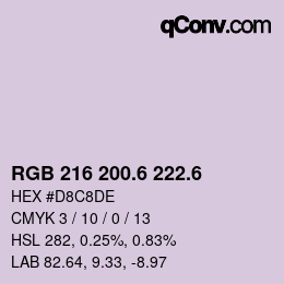 カラーコード: RGB 216 200.6 222.6 | qconv.com