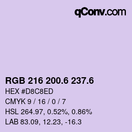 カラーコード: RGB 216 200.6 237.6 | qconv.com