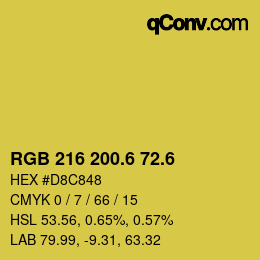 カラーコード: RGB 216 200.6 72.6 | qconv.com