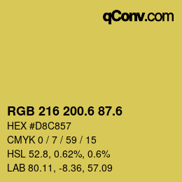 カラーコード: RGB 216 200.6 87.6 | qconv.com