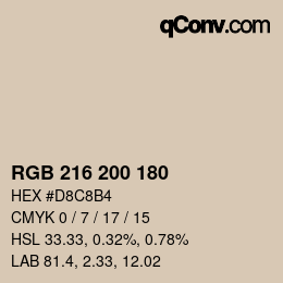 Code couleur: RGB 216 200 180 | qconv.com