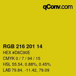颜色代码: RGB 216 201 14 | qconv.com