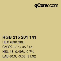 Color code: RGB 216 201 141 | qconv.com