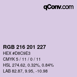 カラーコード: RGB 216 201 227 | qconv.com