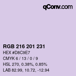 Color code: RGB 216 201 231 | qconv.com