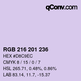 Color code: RGB 216 201 236 | qconv.com