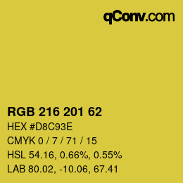 颜色代码: RGB 216 201 62 | qconv.com