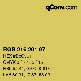 Código de color: RGB 216 201 97 | qconv.com