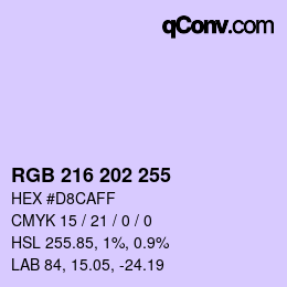 颜色代码: RGB 216 202 255 | qconv.com