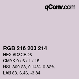 カラーコード: RGB 216 203 214 | qconv.com
