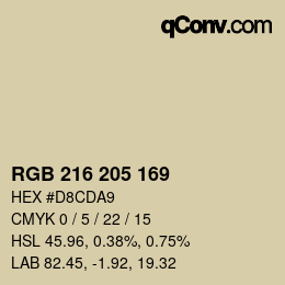 カラーコード: RGB 216 205 169 | qconv.com