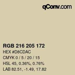 Code couleur: RGB 216 205 172 | qconv.com