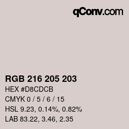 カラーコード: RGB 216 205 203 | qconv.com