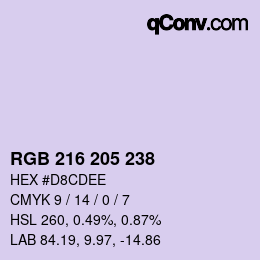 カラーコード: RGB 216 205 238 | qconv.com