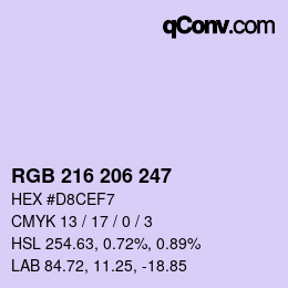 カラーコード: RGB 216 206 247 | qconv.com