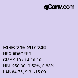 Color code: RGB 216 207 240 | qconv.com