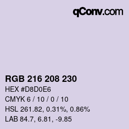 Color code: RGB 216 208 230 | qconv.com