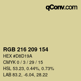 Color code: RGB 216 209 154 | qconv.com