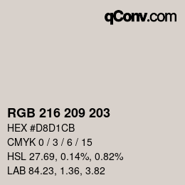 颜色代码: RGB 216 209 203 | qconv.com