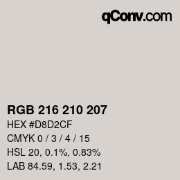 Color code: RGB 216 210 207 | qconv.com