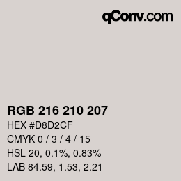 颜色代码: RGB 216 210 207 | qconv.com
