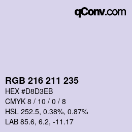 颜色代码: RGB 216 211 235 | qconv.com
