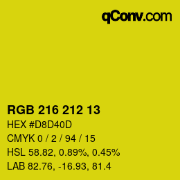 カラーコード: RGB 216 212 13 | qconv.com