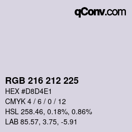 カラーコード: RGB 216 212 225 | qconv.com
