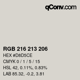 Color code: RGB 216 213 206 | qconv.com