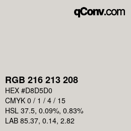 カラーコード: RGB 216 213 208 | qconv.com